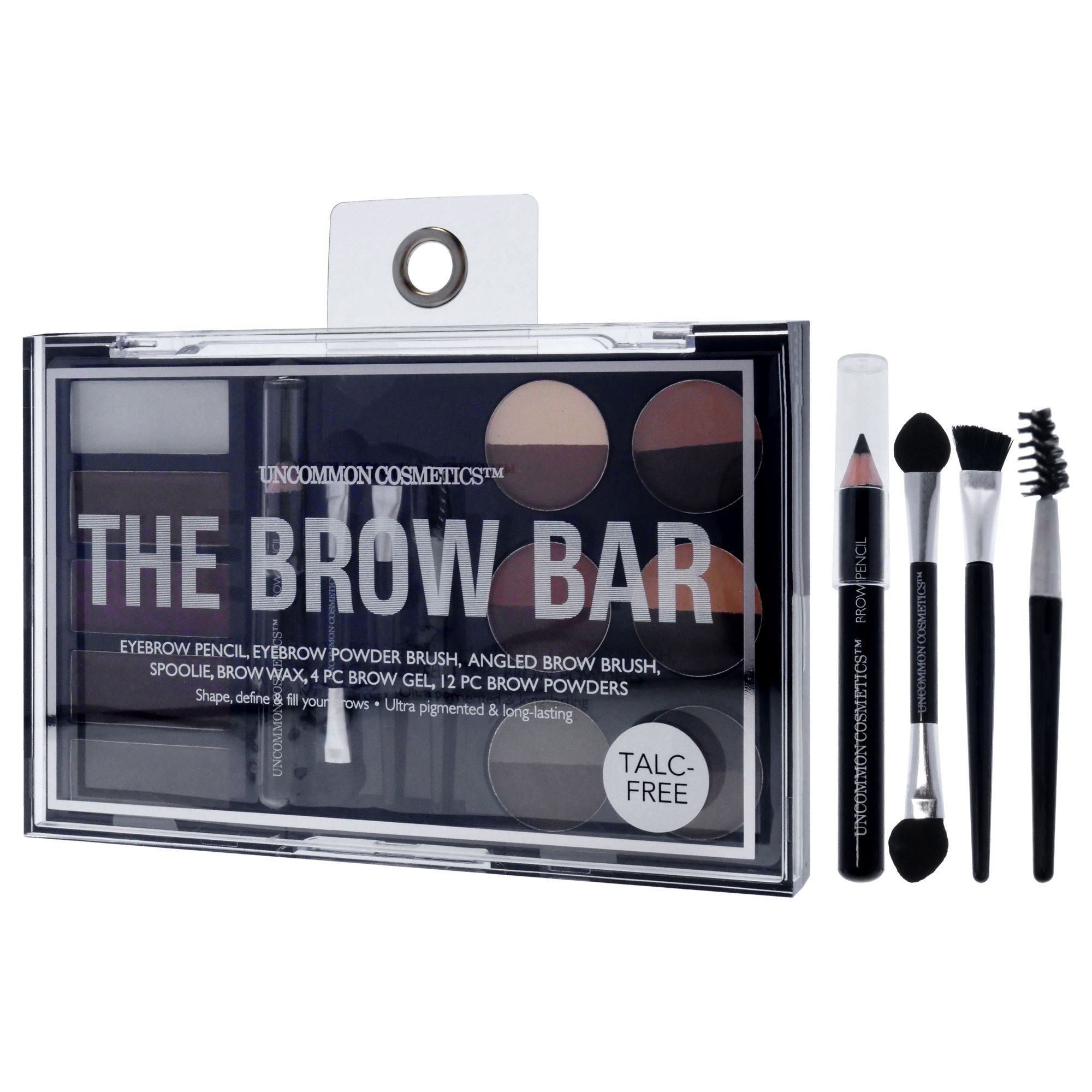 The Brow Bar by Uncommon Cosmetics for Women - Eyebrow Pencil, Eyebrow Powder Brush, Brow Angled Brush, Spoolie, 0.05oz Eyebrow Wax, 0.2oz Brow Gel, 0.48oz Brow Powders - JM Variety Store
